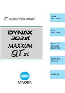Minolta Dynax 303 si manual. Camera Instructions.